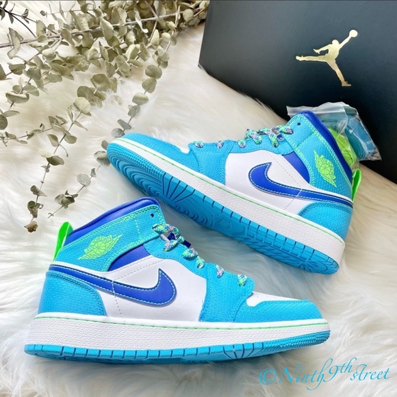 Nike Air Jordan 1 Mid SE Sprite Blue Women’s 6.5 New Y5 - Picture 9 of 16